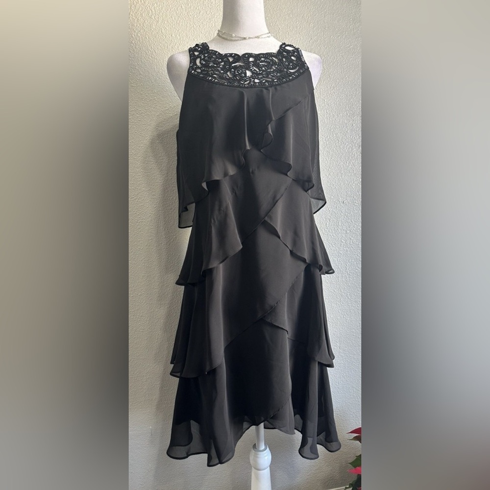 SLNY SL Fashions New York  Black Dress Fancy Festive Party Sparkle  - Size 10
